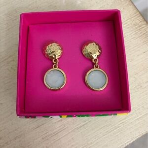 Lilly Pulitzer Gold and White Dangle Earrings